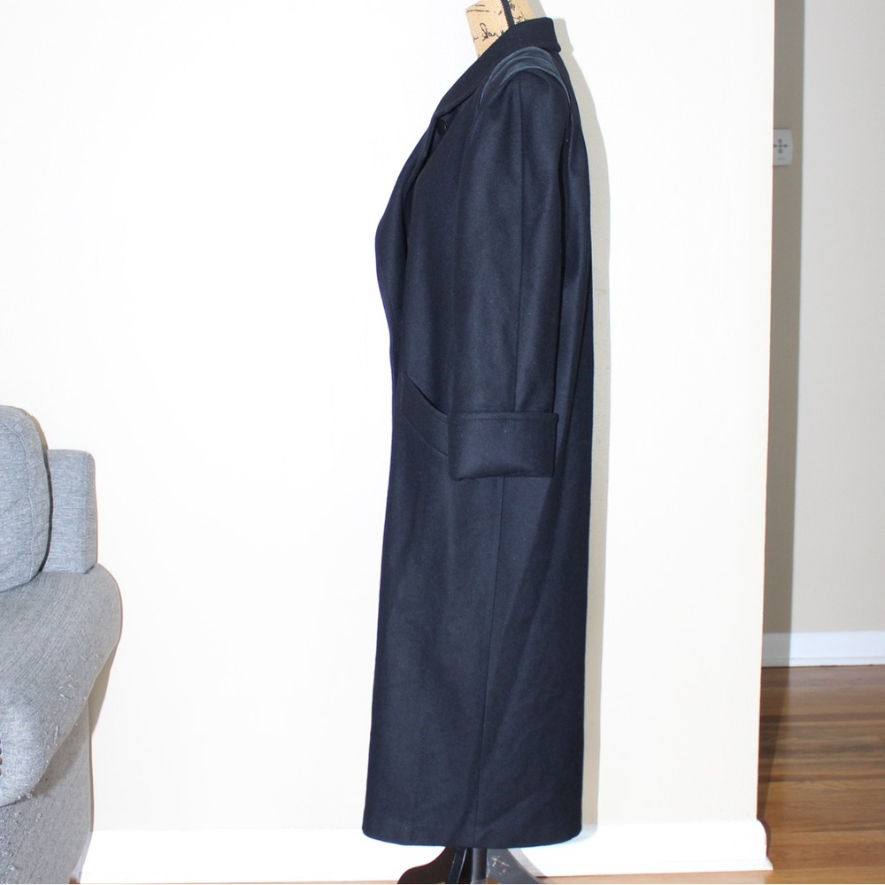Vtg 80s 90s Jofeld Long Black Wool Blend Double Breasted Coat Overcoat Women’s L - Picture 6 of 16